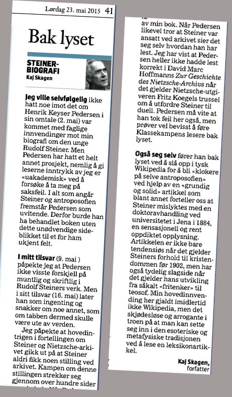 Utklipp fra Morgenbladet mai 2015