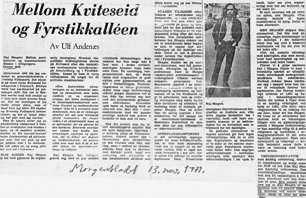 Utklipp fra Morgenbladet 1974