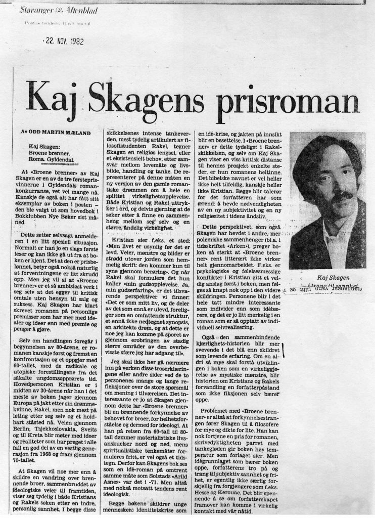 Anmeldelse i Stavanger Aftenblad 1982