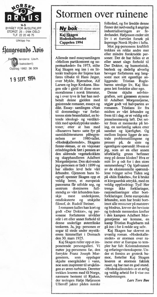 Haugesunds Avis, 19. september 1994.
