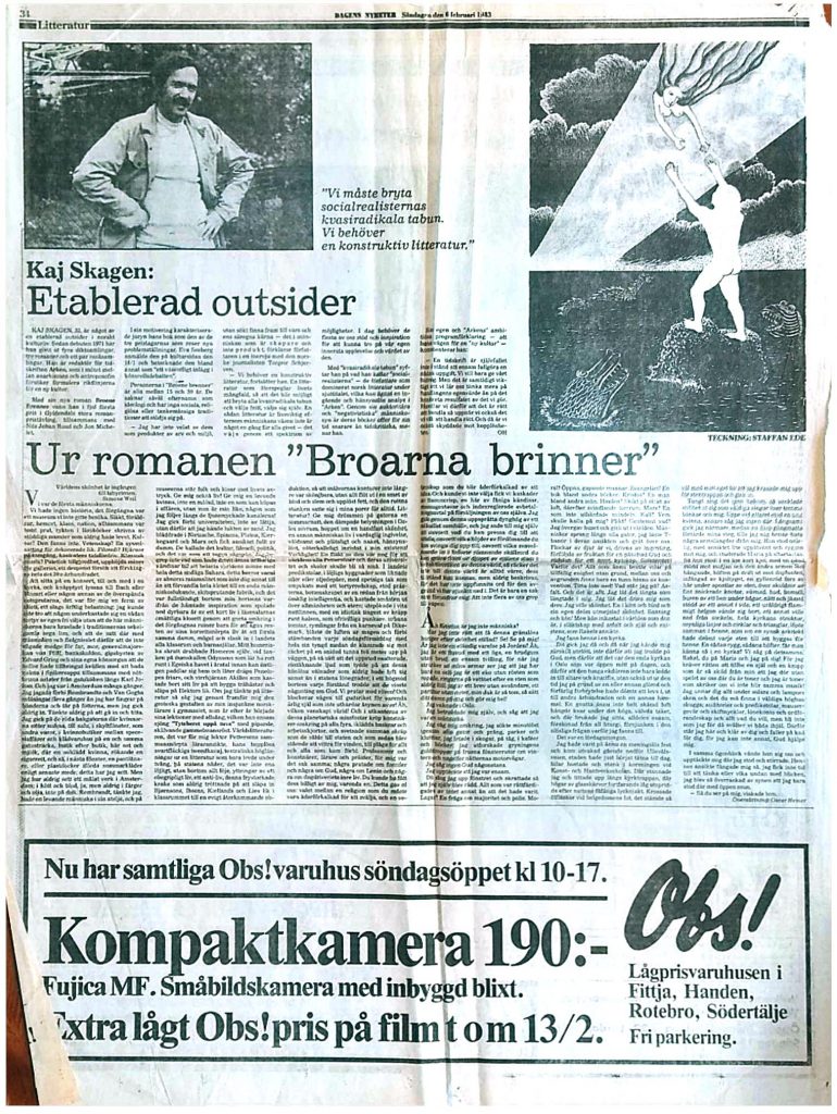Utklipp fra Dagens Nyheter 1985