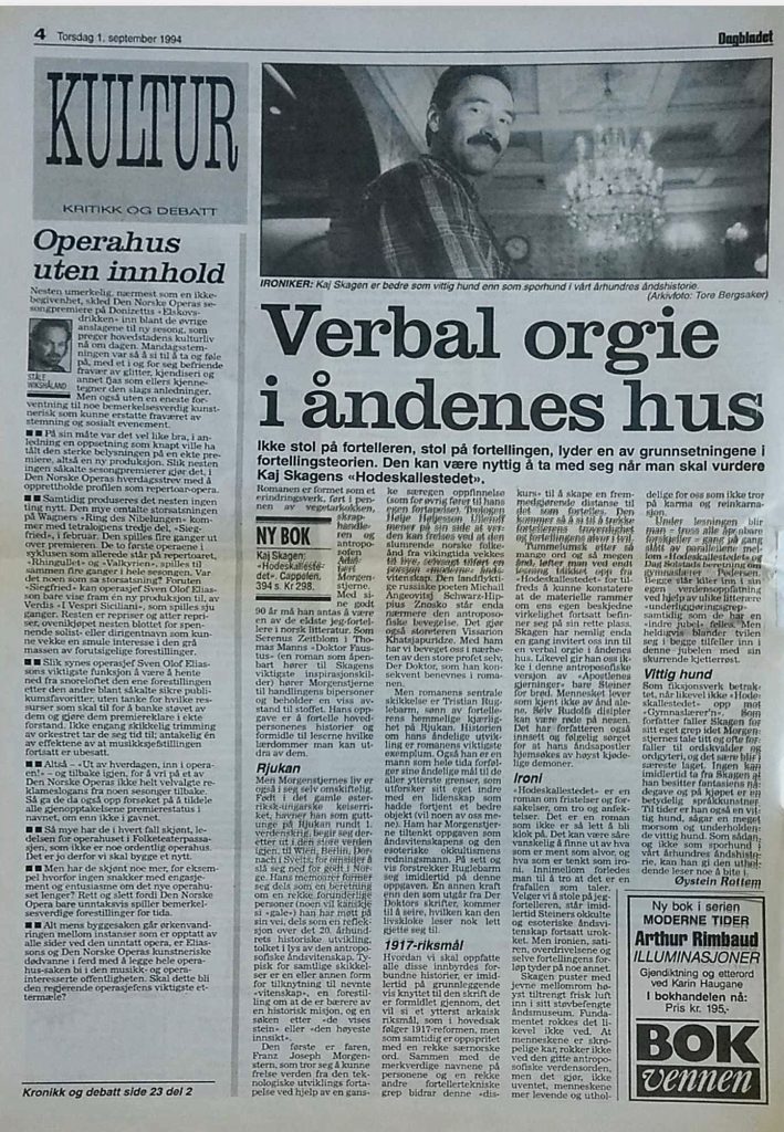 Verbal orgie i åndenes hus i Dagbladet 1994