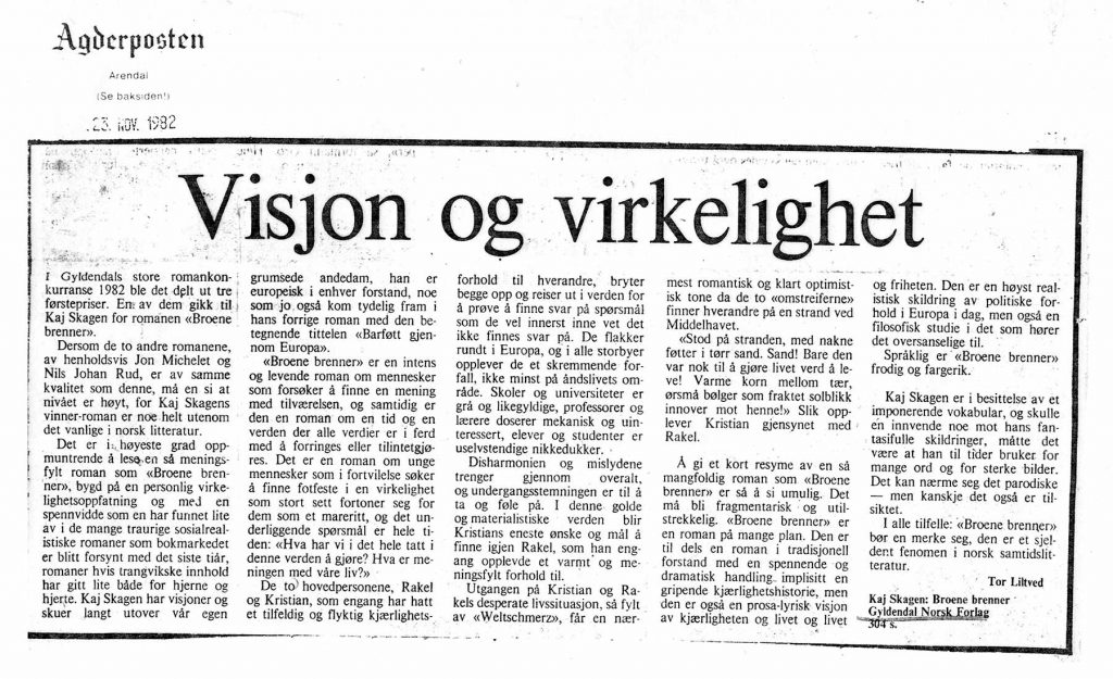 Utklipp fra Agderposten 1982