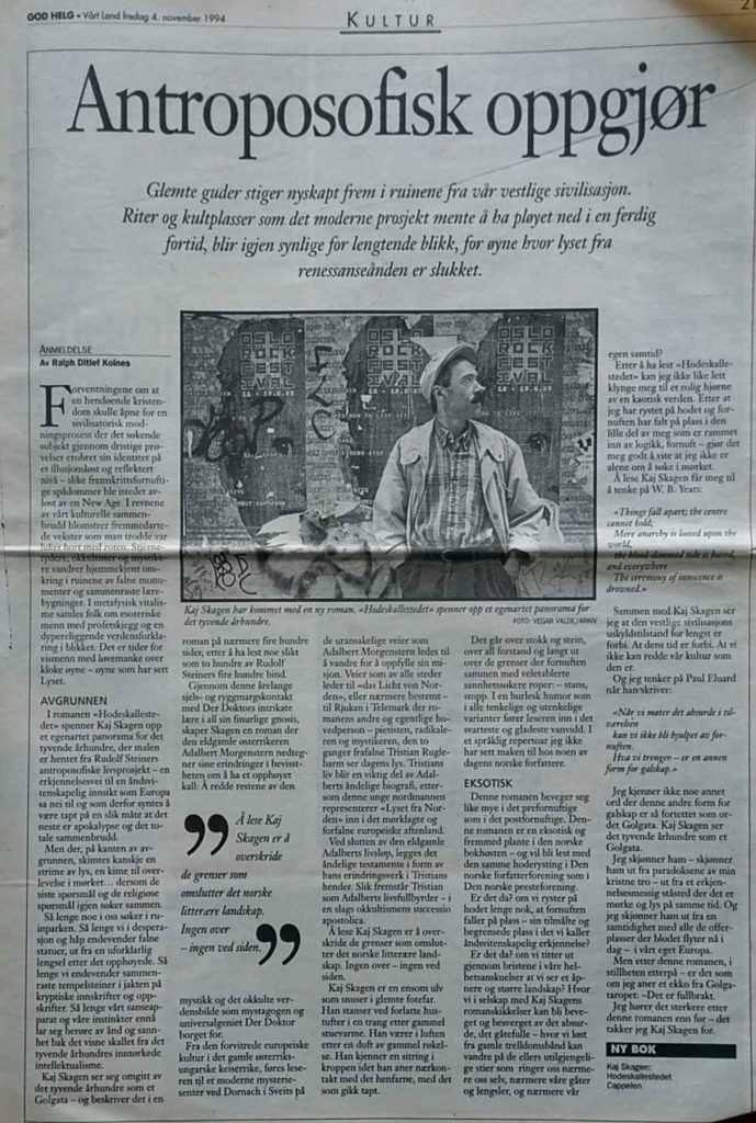 Anmeldelse i Vårt Land 4. november 1994.
